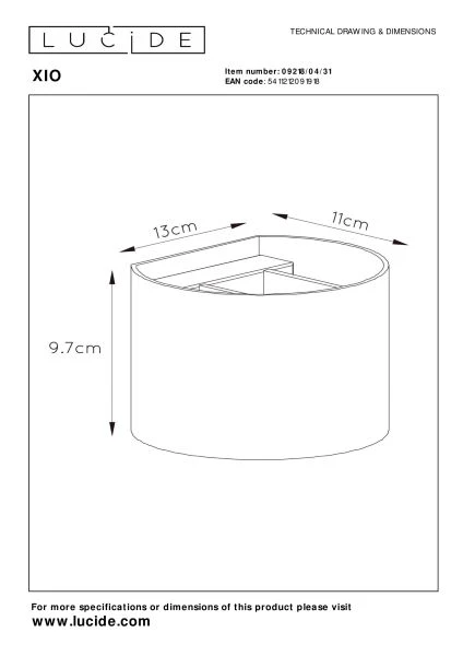 Lucide XIO - Lámpara de pared - LED Regul. - G9 - 1x3,5W 2700K - Ángulo de haz ajustable - Blanco - técnico